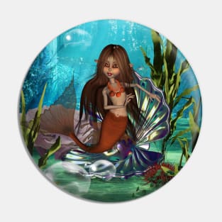 Cute mermaid in the deep ocean Pin