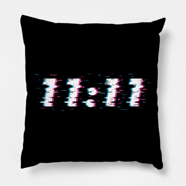 11:11 Glitch Awakening Code Spiritual Angel Number Pillow by WZ_Designs_312