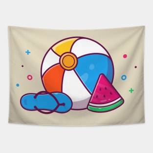 Ball, Sandal With Watermelon Cartoon Tapestry