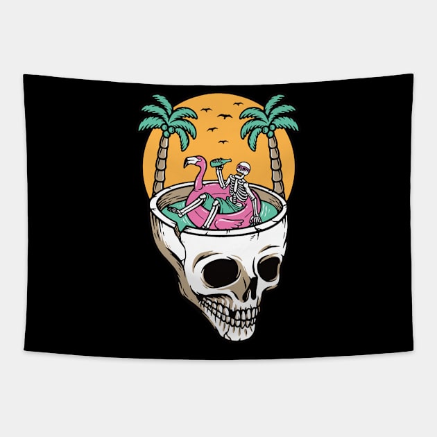 Chill out on the skull beach Main Tag Tapestry by Sophroniatagishop