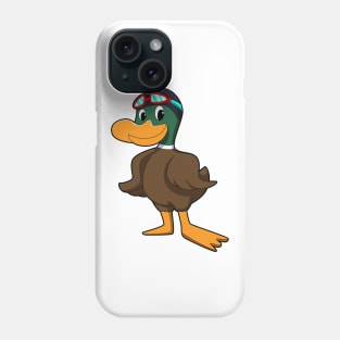 Duck at Swimming with Swimming goggles Phone Case