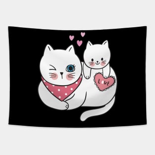 Love Mom And Baby Cat Tapestry