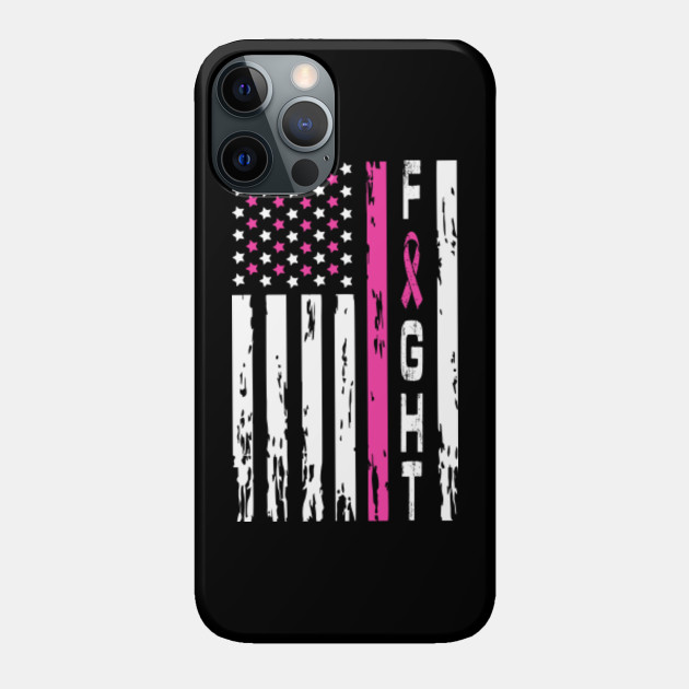 Distressed American Flag Breast Cancer Pink Ribbon Awareness - Breast Cancer - Phone Case