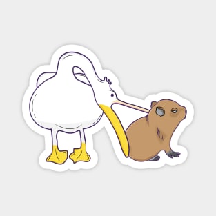 Pelican Tries to Eat Capybara Funny Cute Kawaii Meme Magnet