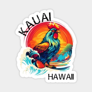 Kauai Hawaii - Rooster (with Black Lettering) Magnet