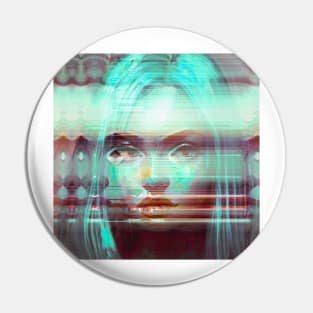 METABOLISM Glitch Art Trippy Portrait Pin