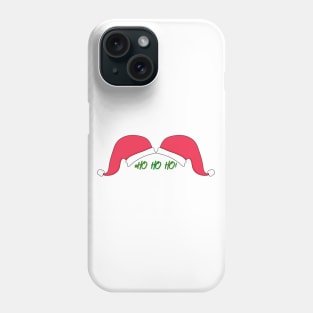 Santa Hat Mustache HO HO HO White Background Phone Case