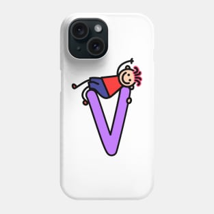 Letter V for Boys alphabet Kids Colorful Cartoon Character Phone Case