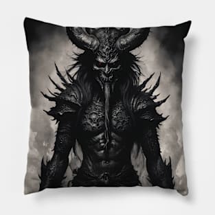 Malevolent Horned Demon: Close-Up Art Pillow