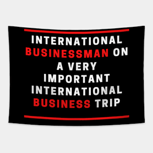 International businessman on a very important international business trip Tapestry