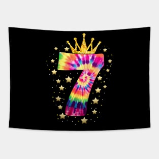 Colorful Tie Dye Number 7 Year Old Girls 7Th Birthday Tapestry