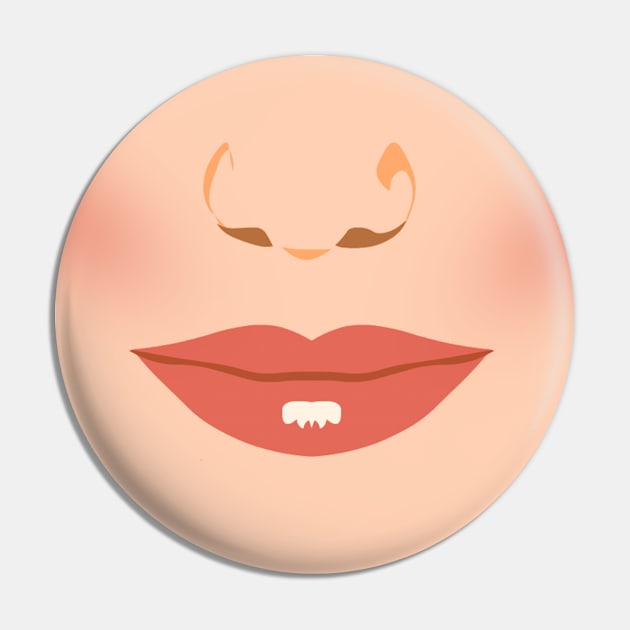 Illustration of Beautiful Woman's Pink Lips and Smile Pin by Art by Big Al