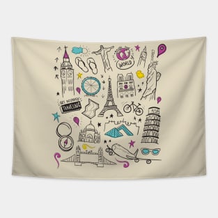 Travel T-Shirt Design Tapestry