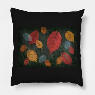 Cherry and Yarrow Leaf Composite with Green Background Pillow