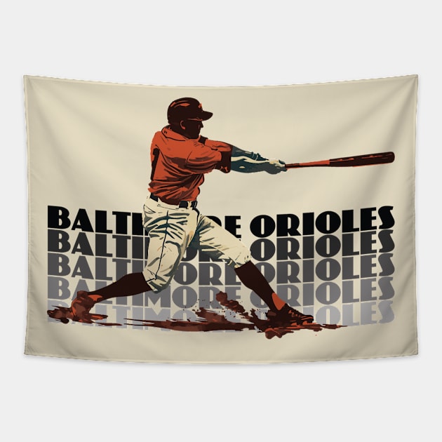 Retro Baltimore Orioles Slugger Tapestry by Rad Love