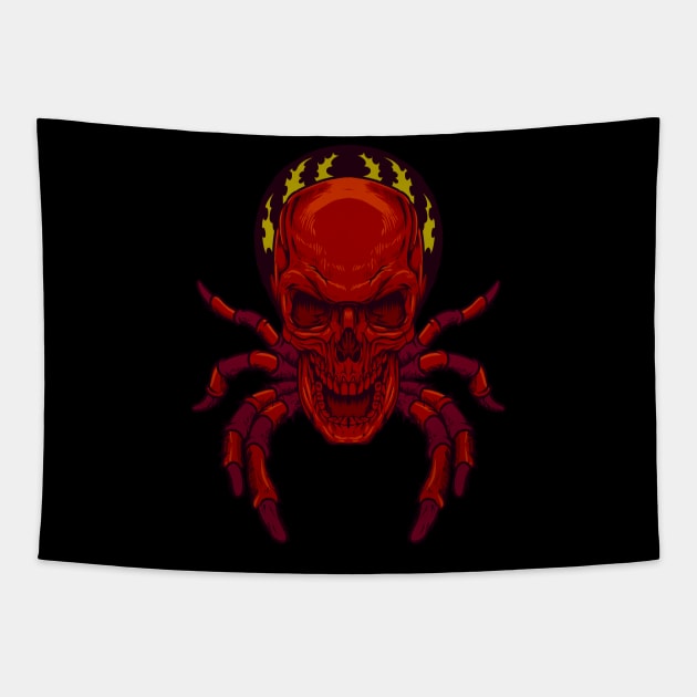 Creepy skull spider Tapestry by Modern Medieval Design