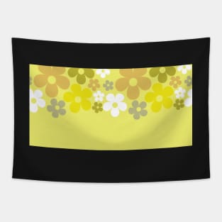 Hippie Floral Yellow Flower Pastel Border Seamless Pattern Tapestry