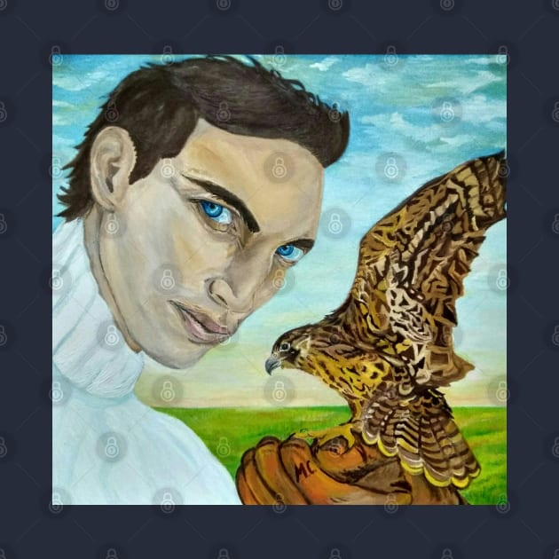 The Portrait of a Man with Peale's (Peregrine) Falcon. by mariasibireva