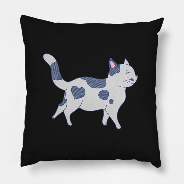 Cute Grey Cat Pillow by dragonstarart