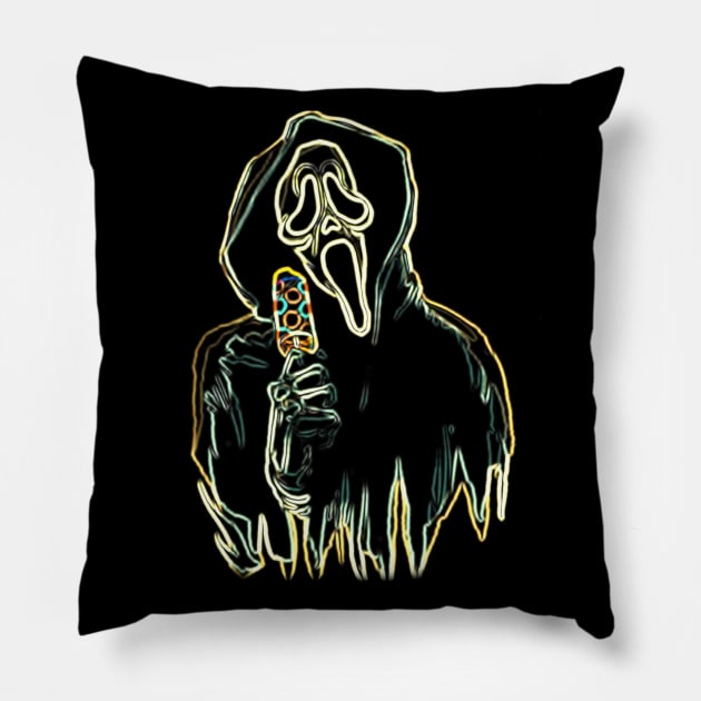 The Haunted Skeleton Neon Pillow by enchantingants