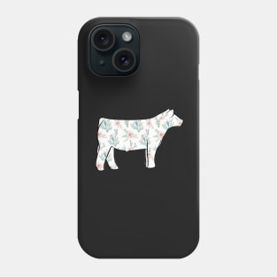 Watercolor Floral Cactus Show Steer Silhouette  - NOT FOR RESALE WITHOUT PERMISSION Phone Case