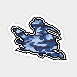 Mayne Island Silhouette in Blue Camouflage - Camo Pattern - Mayne Island Magnet