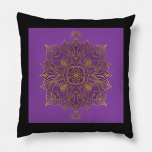 Purple and Gold Mandala Pillow