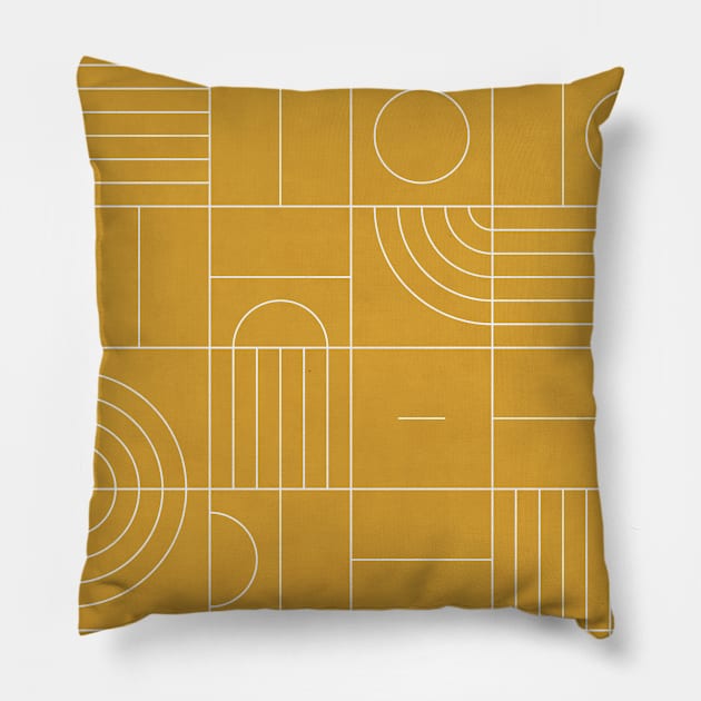 My Favorite Geometric Patterns No.22 - Mustard Yellow Pillow by ZoltanRatko