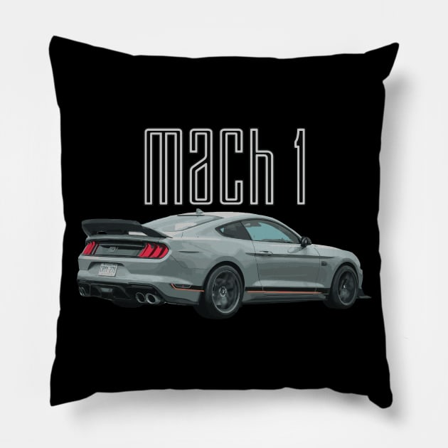 MACH 1 Mustang GT 5.0L V8 Performance Car Fighter Jet Gray Rear Pillow by cowtown_cowboy