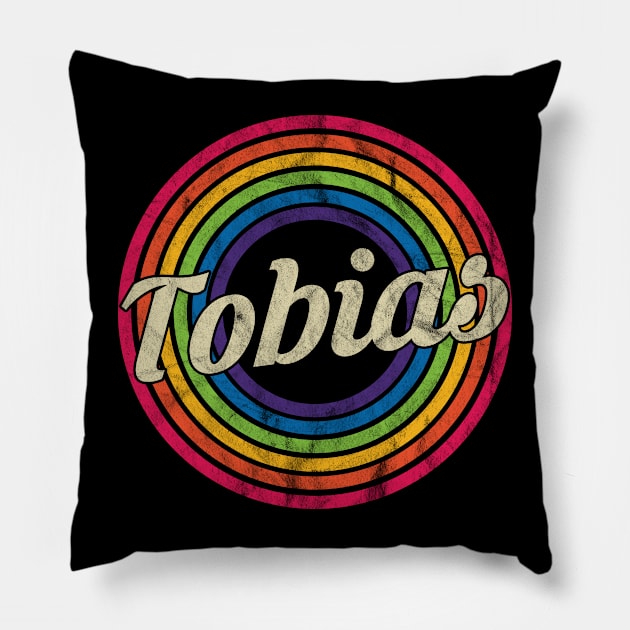 Tobias - Retro Rainbow Faded-Style Pillow by MaydenArt