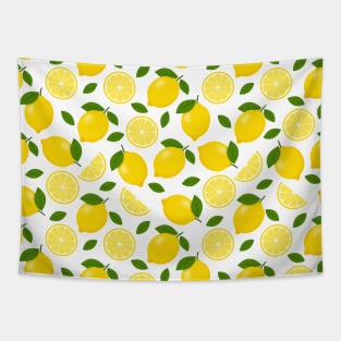 Lemon Fruit Pattern on White Background Tapestry