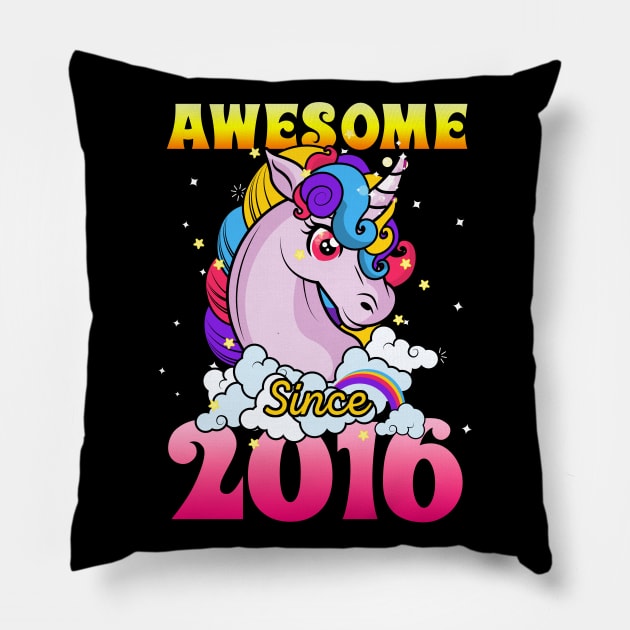 Funny Awesome Unicorn Since 2016 Cute Gift Pillow by saugiohoc994