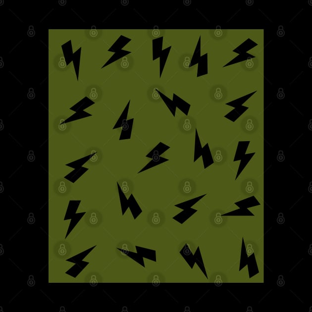 Black Lightning, Thunder, Bolts on Olive Green iPhone Case by OneThreeSix