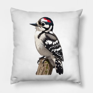 Downy Woodpecker Bird Pillow