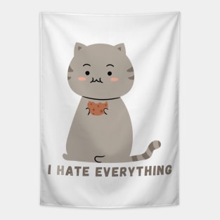 I Hate Everything - Cat Eating Cookies Tapestry