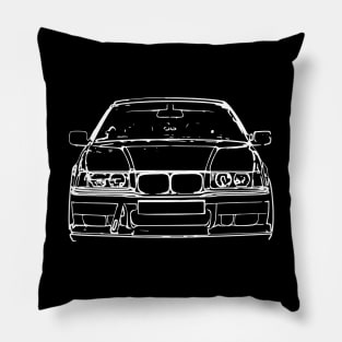 White E36 Car Sketch Art Pillow