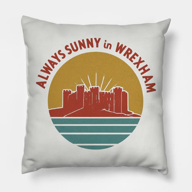 Always Sunny in Wrexham - Vintage Style Castle Pillow by Retro Travel Design