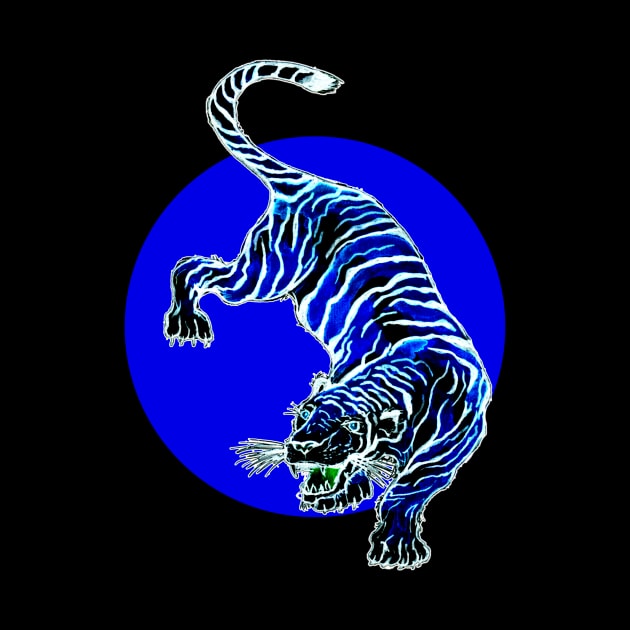 Blue and White Tiger Circle by ZeichenbloQ