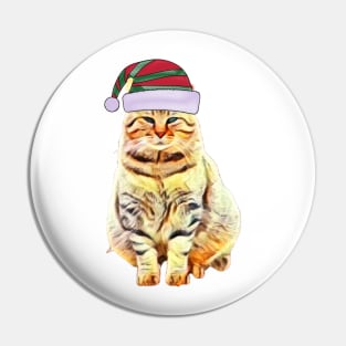 Merry Christmas 2021, Cat with a hat, Christmas gift Pin