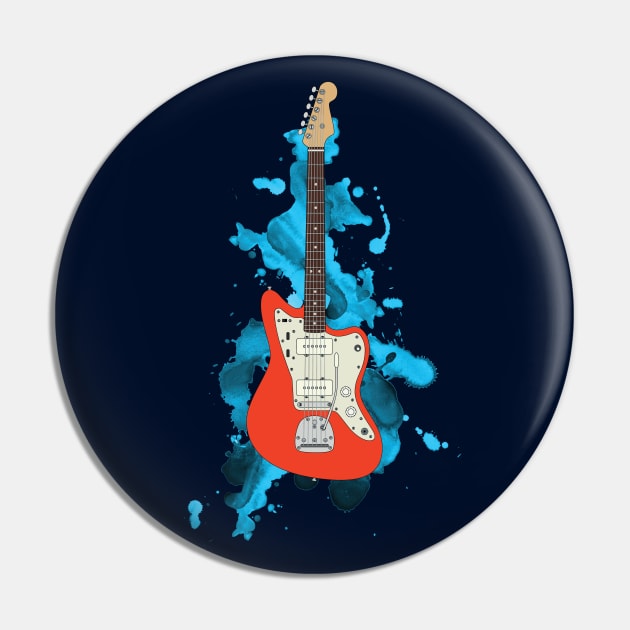 Offset Style Electric Guitar Fiesta Red Color Pin by nightsworthy