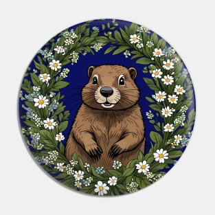 Massachusetts Mayflowers and Groundhog Woodchuck 2 Pin