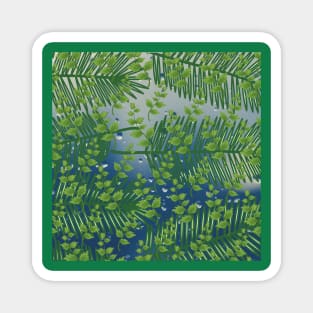 Green Floral Palm Leaves Magnet