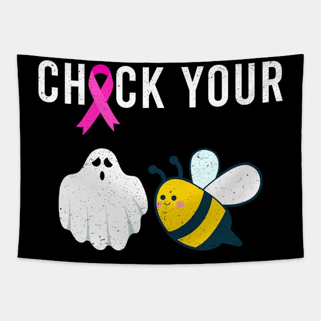 Check Your Boo Bees Shirt Funny Breast Cancer Halloween Gift Tapestry by foxmqpo