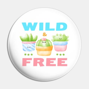 Wild & Free Watercolor Cacti and Succulents Potted Plants | Perfect for Cactus Lover & Succulent Lover Pin