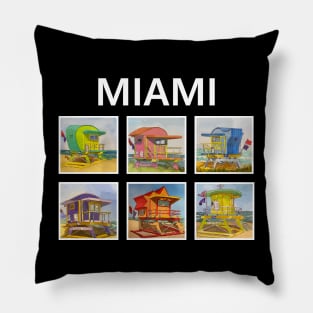 Miami - Lifeguard Towers of South Beach - WelshDesigns Pillow