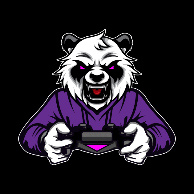 Panda Bear gaming console gambler nerd gamer video game by SpruchBastler