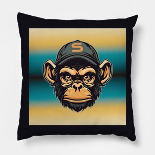 Chimpanzee monkey with a cap Pillow