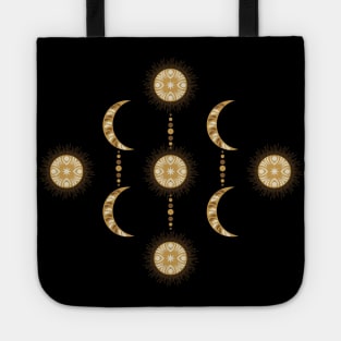 Galaxy Mandala- Boho Sun Crescent Moon Tote