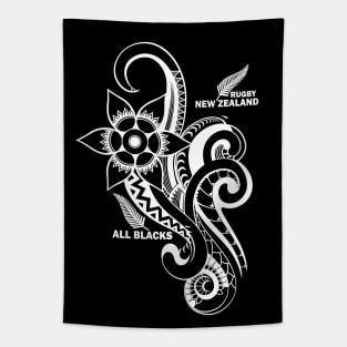 All Blacks Rugby New Zealand Maori Tattoo Design Tapestry