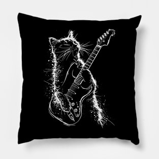 A rock and roll cat playing electric guitar | Rock Cat Pillow